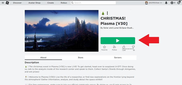 Roblox సైట్ ప్లే బటన్
